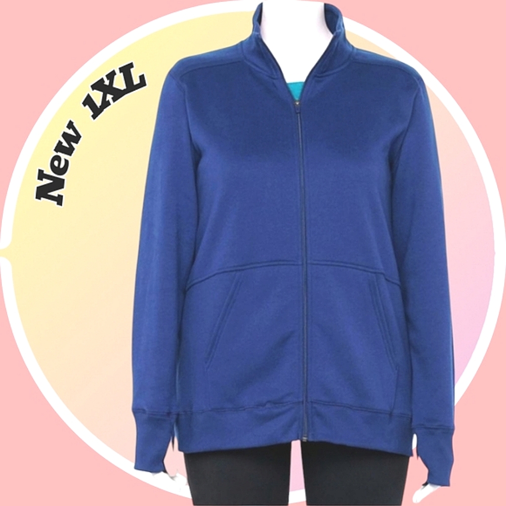 NWT 1X Zip Up Fleece Lined Sweatshirt Jacket
